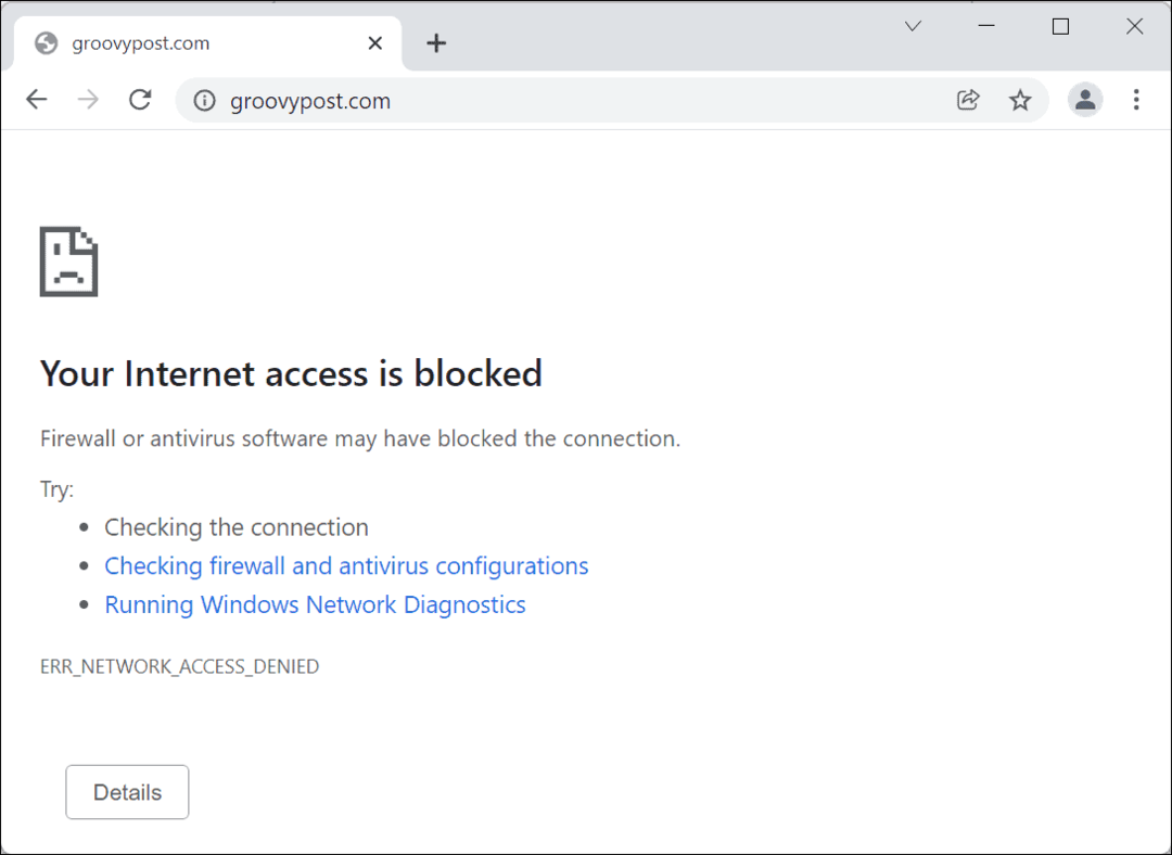  Pristup internetu blokiran Google Chrome