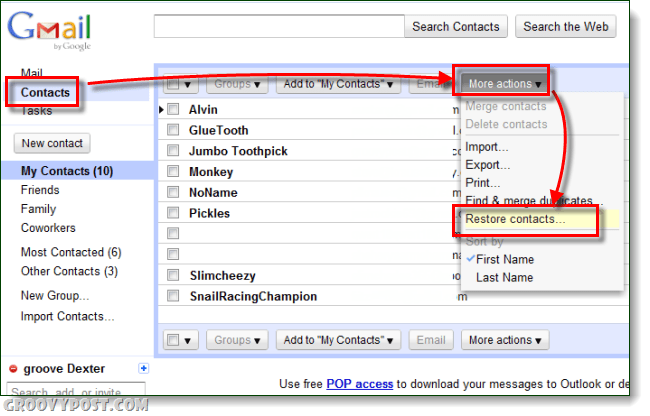 Kako poništiti Gmail kontakte