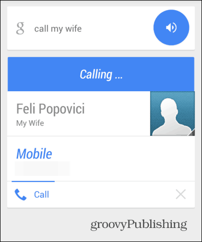 Nazovite mamu Google Now call supruga