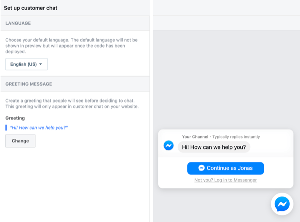 Postavite Facebook korisnički chat, korak 2.