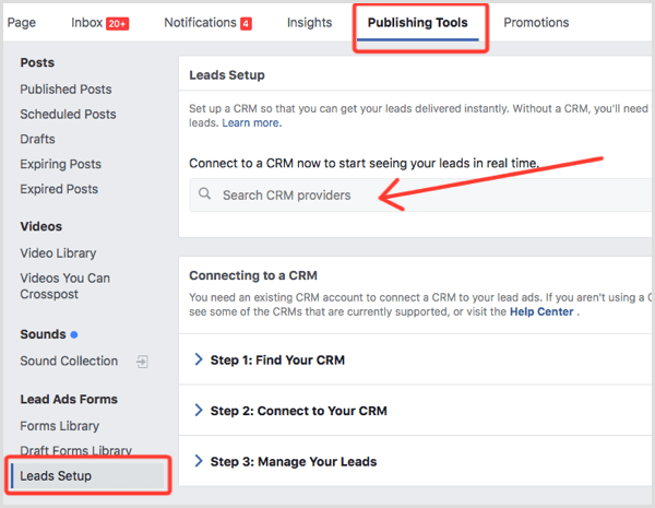 Facebook postavljanje CRM oglasa za vodeće oglase
