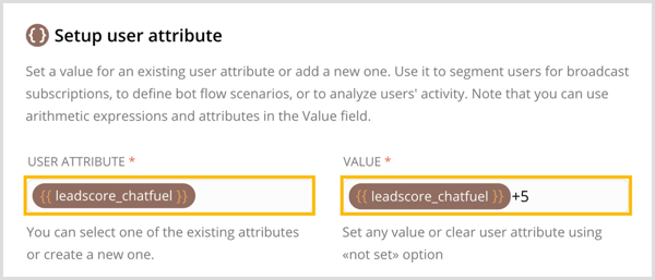 Stvorite novi korisnički atribut i postavite vrijednost za njega u Chatfuelu.
