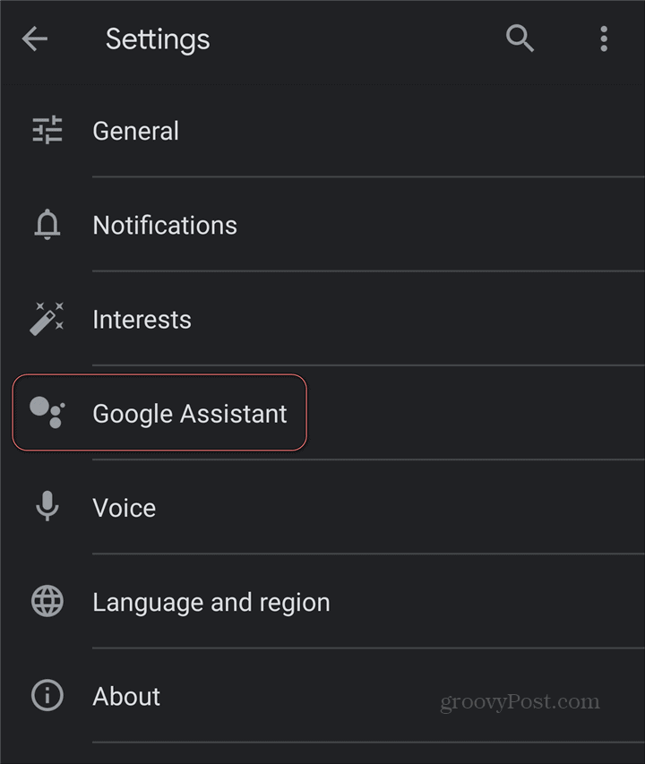 Google Assistant Google Keep postavke GA