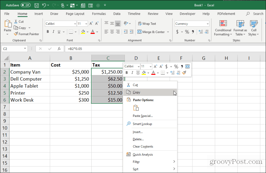 kopiranje ćelija s vrijednostima formule