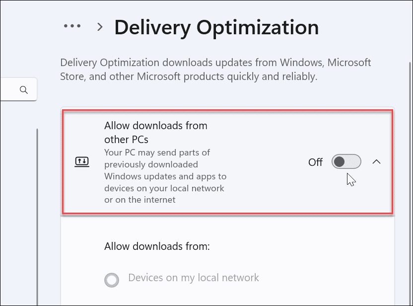 Onemogućite optimizaciju isporuke u sustavu Windows 11