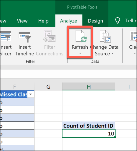 Osvježavanje okretne tablice u Excelu
