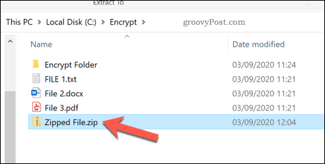 Otvaranje zip datoteke u sustavu Windows 10
