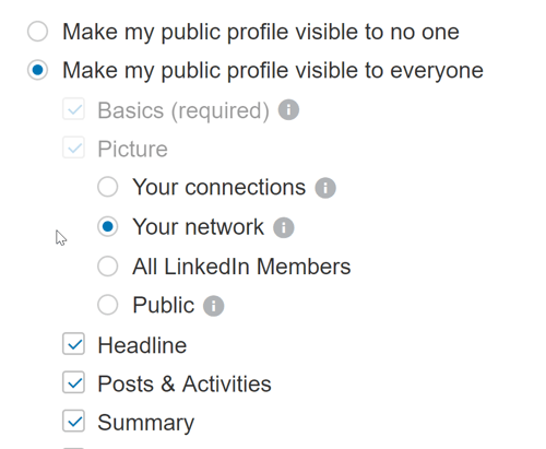 Uvjerite se da postavke vašeg LinkedIn profila omogućuju svima da vide vaše javne postove.