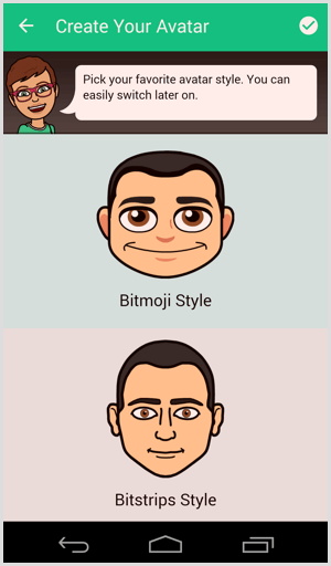 bitmoji odaberite stil avatara