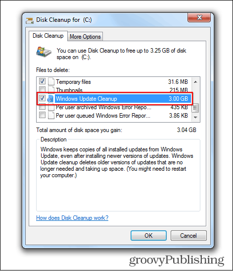 Windows 7 update izbrisati stare datoteke disk za čišćenje prostora zauzet