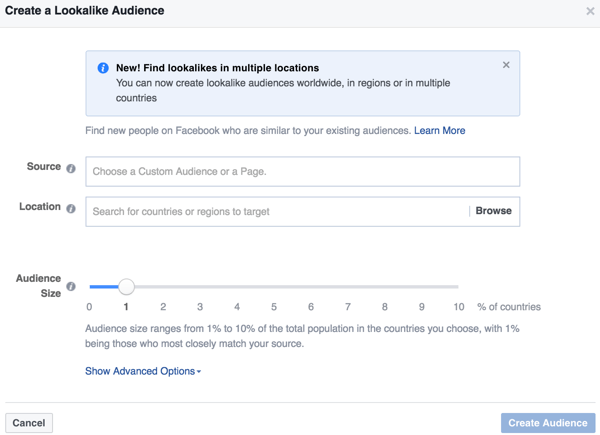 Facebook Ads Manager omogućuje vam stvaranje publike slične publici koja je slična publici koja je već komunicirala s vašim poslovanjem.