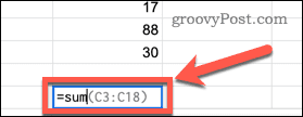Primjer prijedloga formule u Google tablicama