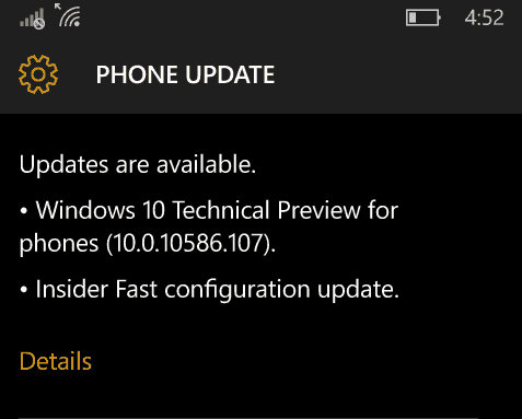 Napravite Windows 10 Mobile Insider Preview Build 10586.107 i pustite prsten za pregled