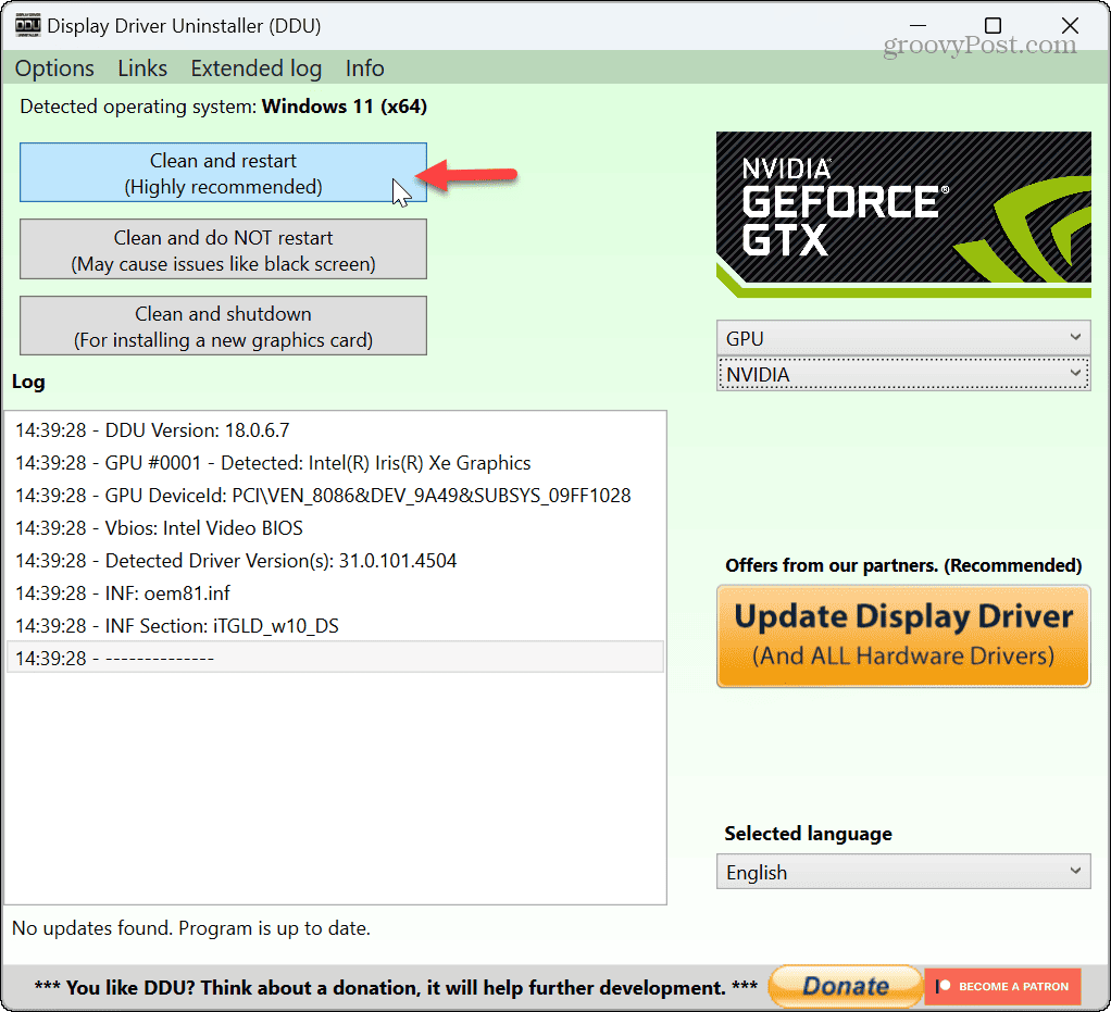 Vraćanje NVIDIA upravljačkih programa 