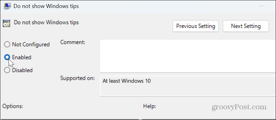 Onemogućite obavijesti o savjetima i prijedlozima za Windows 11