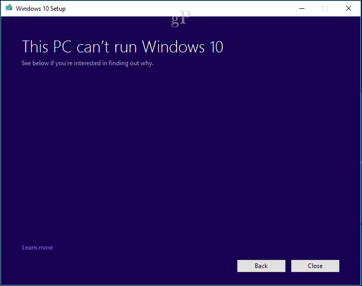 postavljanje sustava Windows 10 - računalo ne može pokrenuti sustav Windows 10