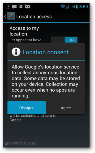 Android pristanak lokacije