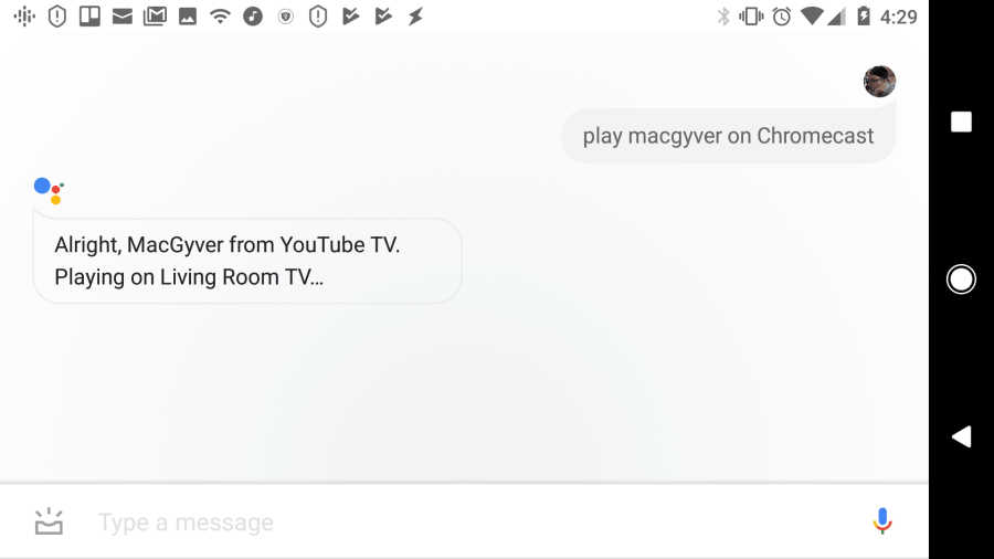snimka zaslona prikazivanja emisija ili filmova s ​​Google Assistantom