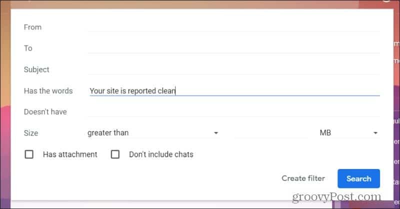 postavljanje ulaza filtera za Gmail