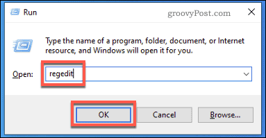 Windows pokrenite Pokreni Regedit