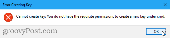 Ne može se stvoriti ključna pogreška u sustavu Windows Registry