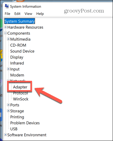 Windows 11 informacijski adapter sustava