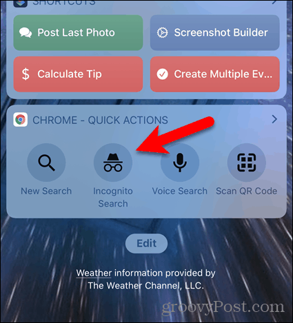 Dodirnite Incognito pretraživanje na Chromeovom widgetu u iOS-u