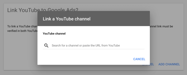 Kako postaviti YouTube oglasnu kampanju, korak 2, postaviti YouTube oglašavanje, povezati YouTube kanal