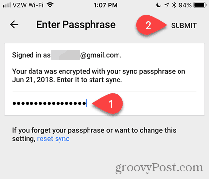 Unesite Passphrase u Chrome za iOS