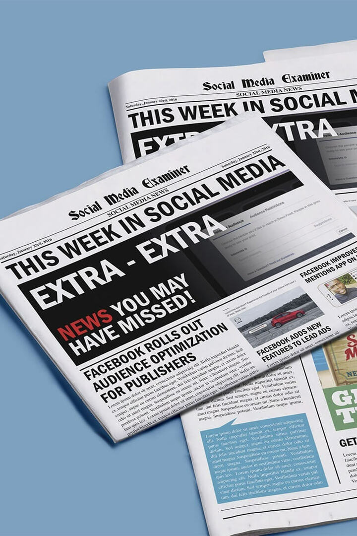 Facebook optimizacija publike za izdavače: Ovaj tjedan na društvenim mrežama: Ispitivač društvenih medija