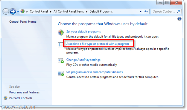 promjena udruženja datoteka u sustavu Windows 7