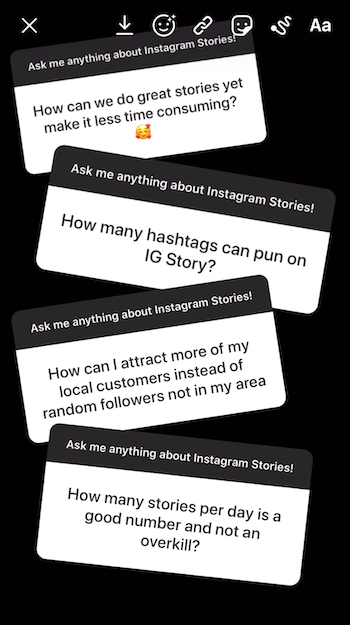 na sliku priče iz Instagrama dodajte više odgovora na naljepnicu Pitanja