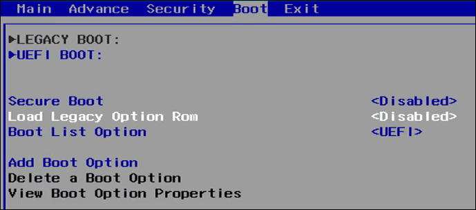 Omogućite Legacy Boot