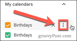 Ikona izbornika s tri točke u Google kalendaru