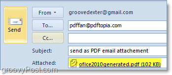 slanje automatski pretvorenog i priloženog PDF-a u programu Outlook 2010