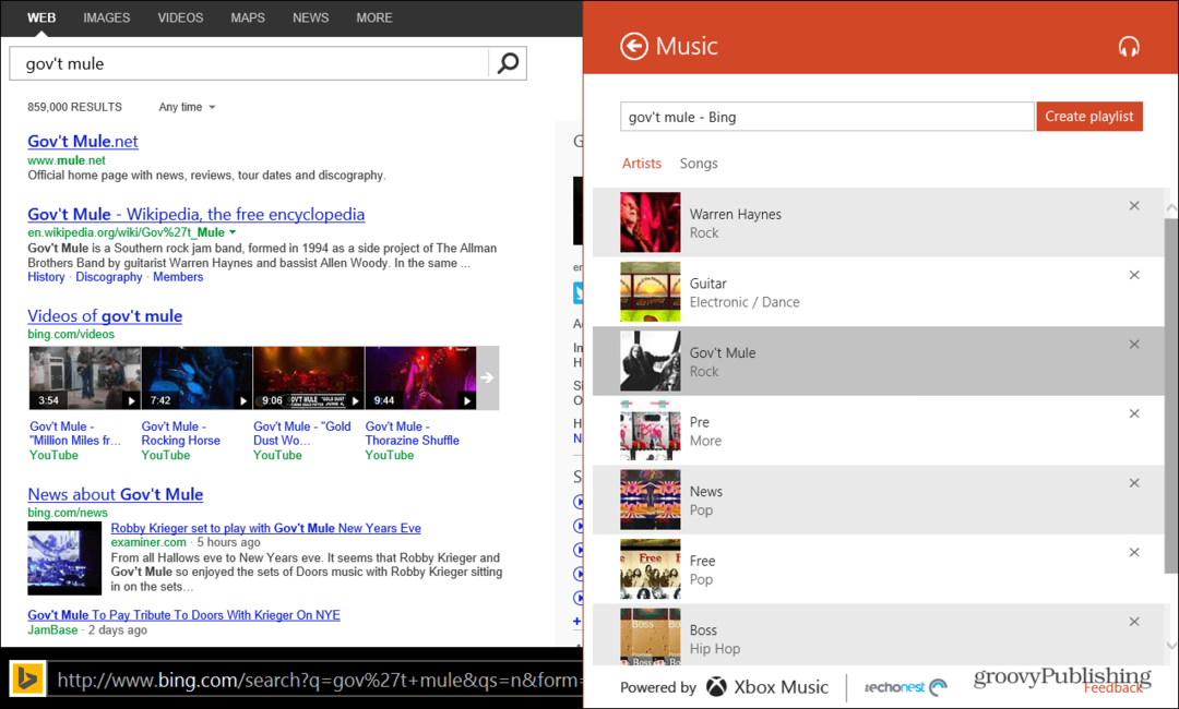 Upotrijebite Bing za stvaranje Xbox glazbenih popisa za reprodukciju u sustavu Windows 8.1
