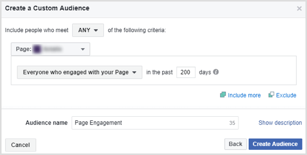 facebook stvoriti angažman na stranici prilagođena publika