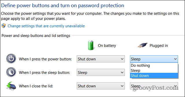 Postavljanje gumba fizičke moći Windows 8