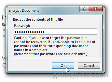 Zaštita lozinkom i šifriranje dokumenata sustava Office 2013: upišite lozinku
