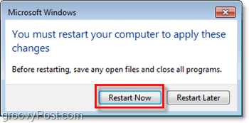ponovno pokrenite računalo da biste dovršili isključivanje Internet Explorera 8 u sustavu Windows 7