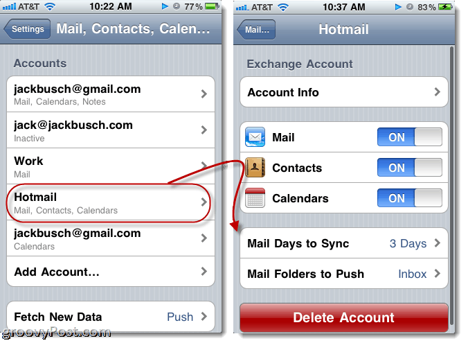 Slanje Hotmaila s iPhonea