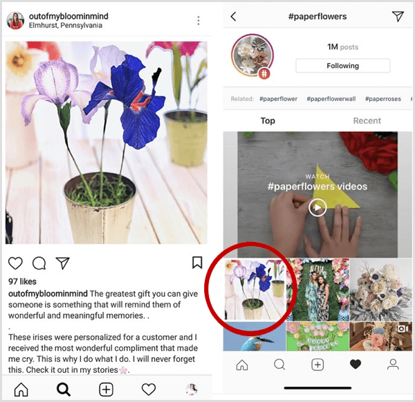 primjer objave na Instagramu koja se prvo prikazuje u rezultatima pretraživanja za određeni hashtag