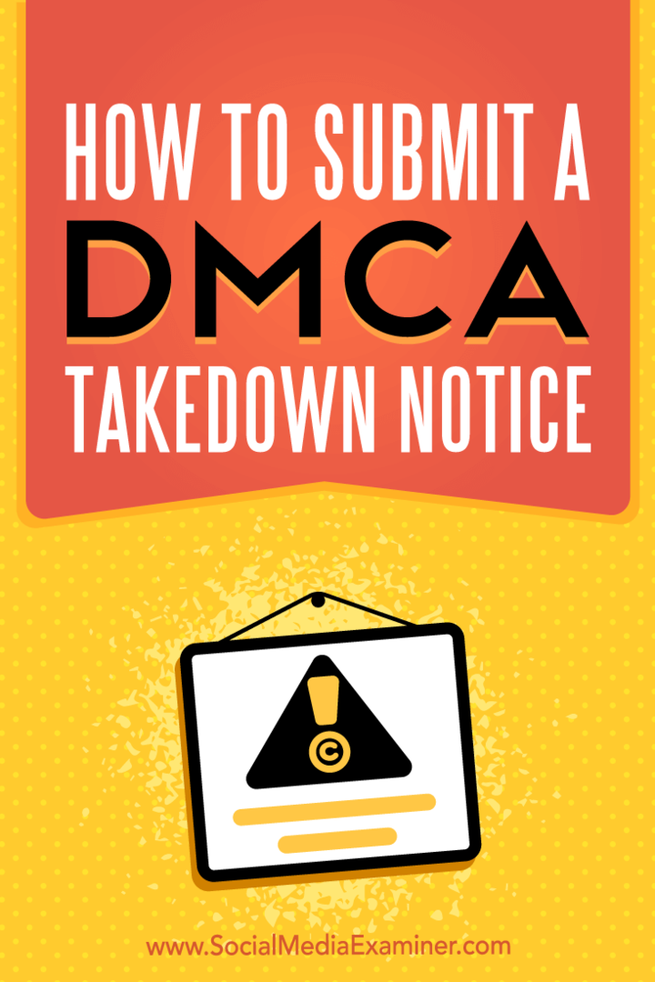 Kako predati obavijest o uklanjanju DMCA-e, koju je napravila Ana Gotter, na ispitivaču društvenih mreža.