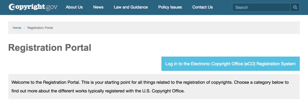 Koristite portal za registraciju na Copyright.gov da vas vodi kroz postupak.