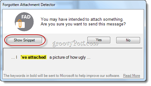 Detektor zaboravljenog privitka za Microsoft Outlook