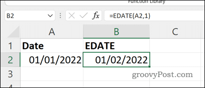 Rezultat formule EDATE u Excelu