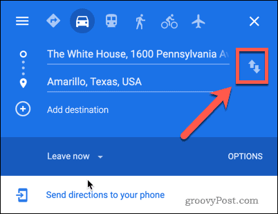 Gumb za promjenu lokacija na Google kartama