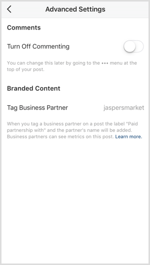 Oznaka za plaćeno partnerstvo za Instagram