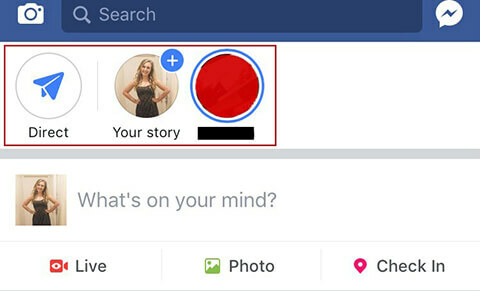 Pristup Facebook Storiesu i direktnom pretincu.