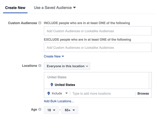 Oglasom za početni zaslon Facebook Messengera možete ciljati novu publiku ili prethodno spremljenu ili sličnu publici.